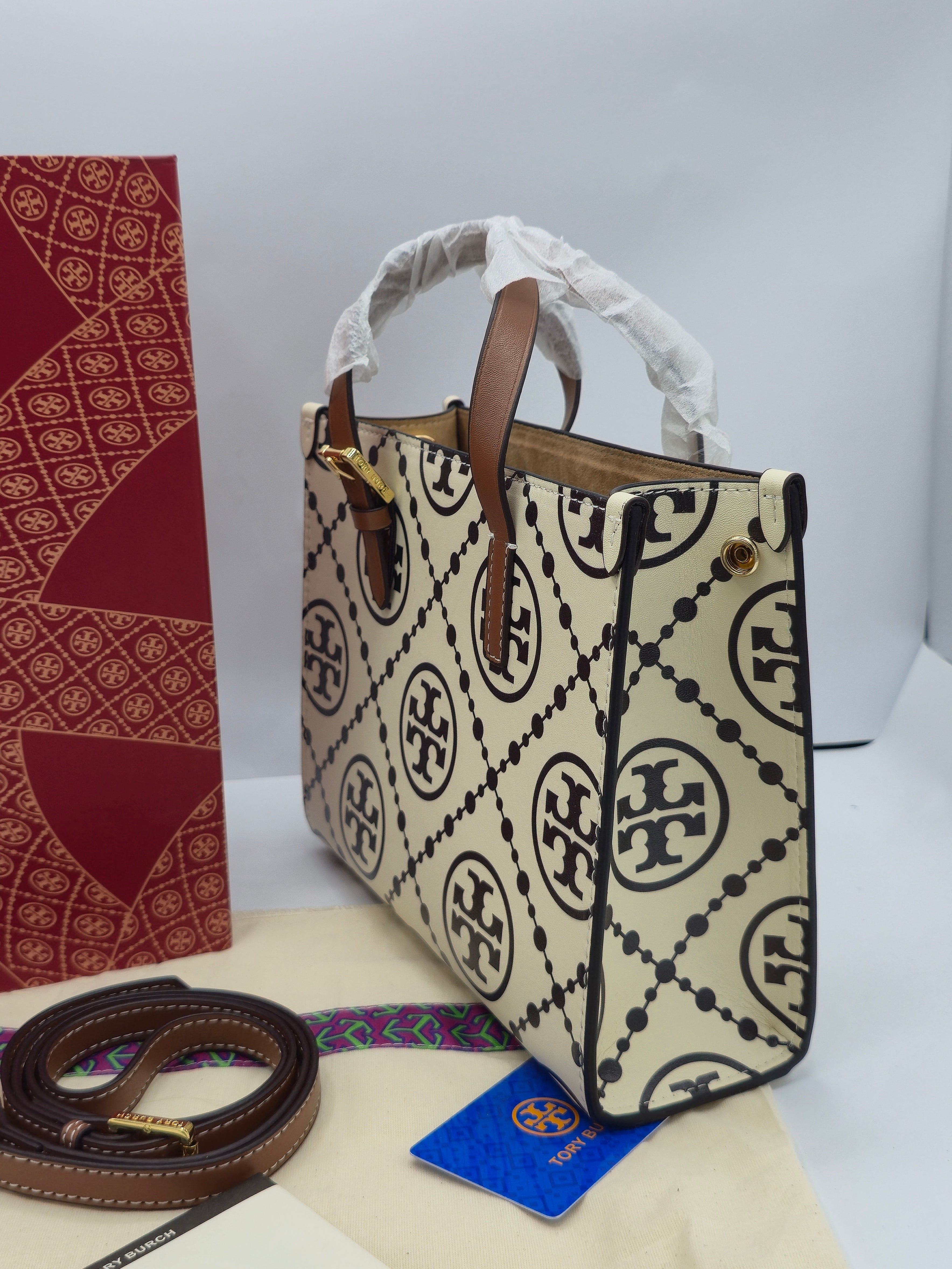 TORY BURCH EMBOOSSED TOTE SMALL