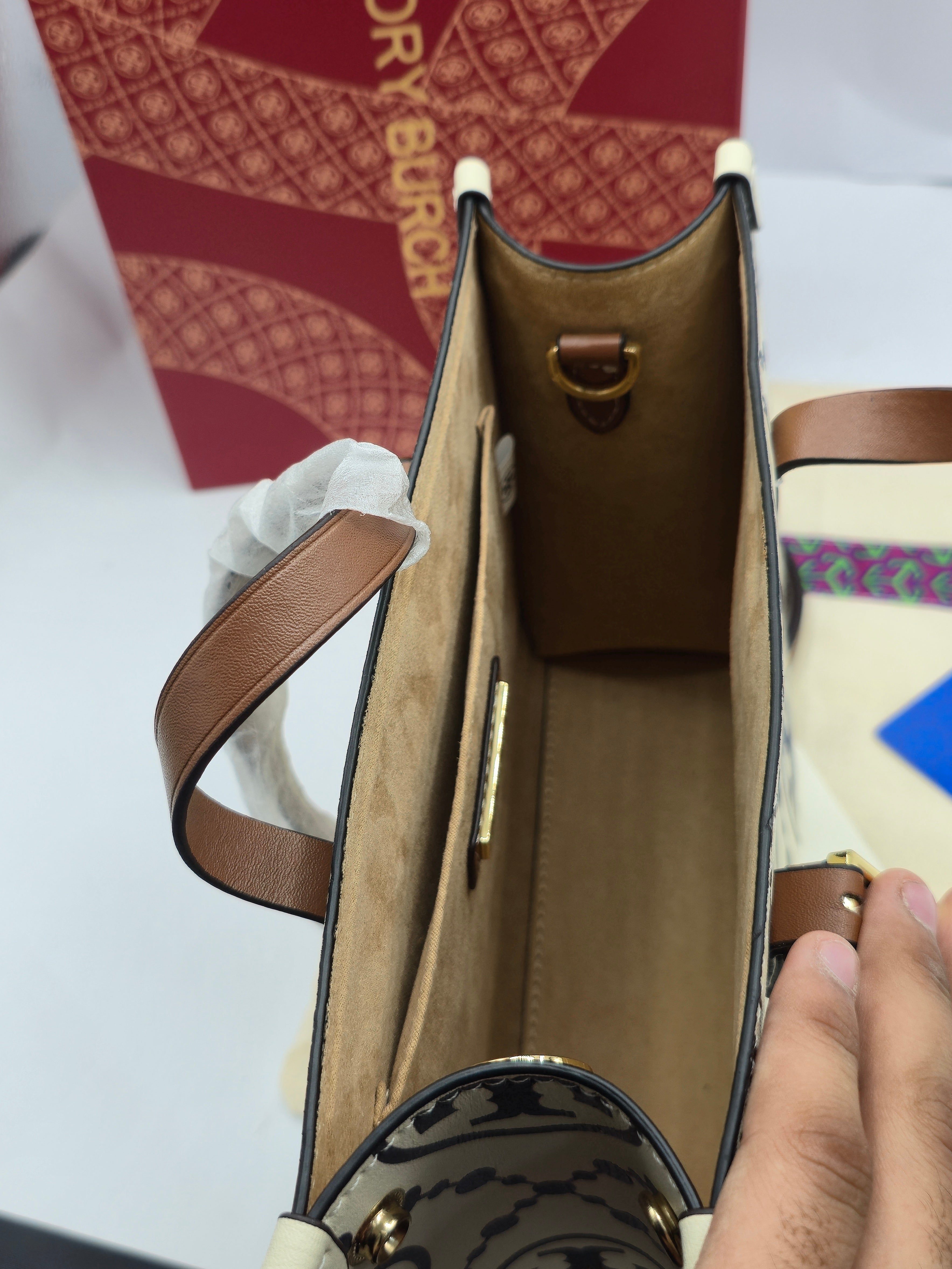 TORY BURCH EMBOOSSED TOTE SMALL
